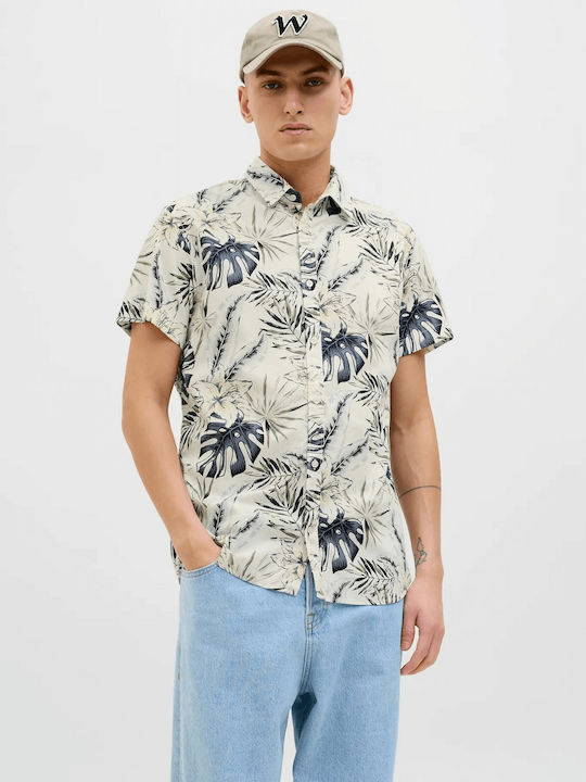 Jack & Jones Κοντομάνικο Βαμβακερό Πουκάμισο Άσπρο