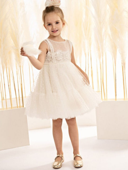 Baby Bloom White Baptism Dress made of Tulle