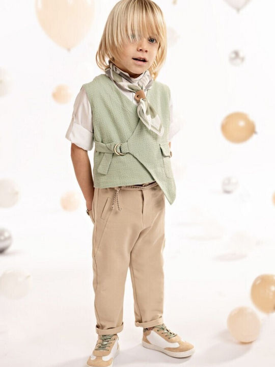 Baby Bloom Boys Baptism Suit with Vest Beige