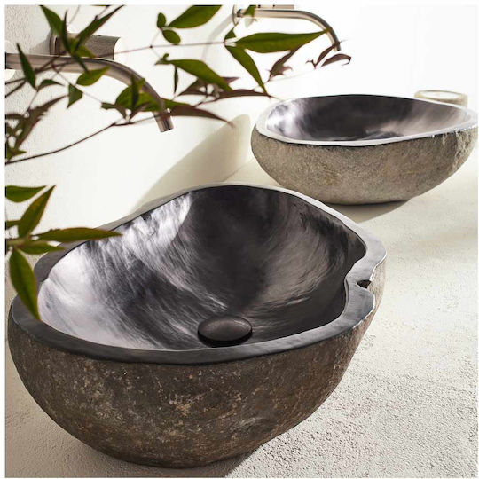 Fossil Vero Riverstone Επικαθήμενος Νιπτήρας Πορσελάνης 30x30cm Μαύρος Fossil Vero Riverstone Επικαθήμενος Νιπτήρας Πορσελάνης 30x30cm Μαύρος