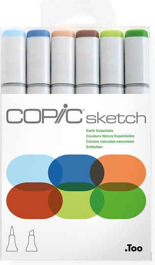 Copic Sketch Μαρκαδόροι Σχεδίου Σετ 6 χρώματα