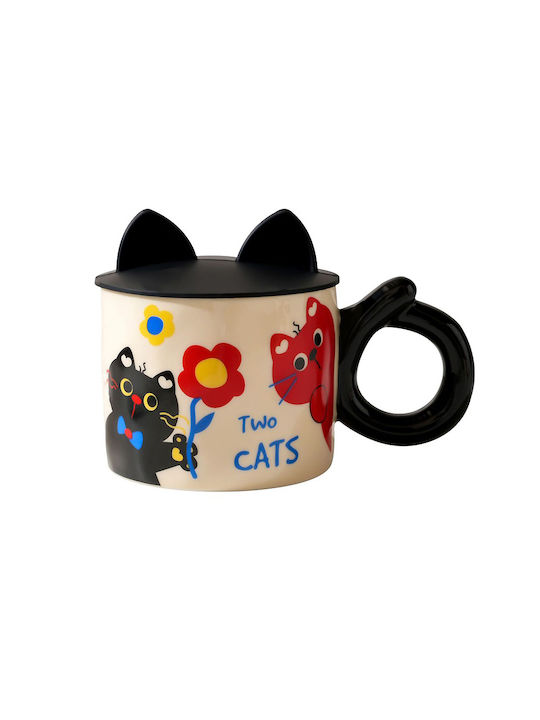 Etoile Two Cats Becher Keramik mit Deckel 350ml