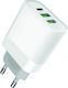 Treqa Ladegerät ohne Kabel mit 2 USB-A Anschlüsse und USB-C Anschluss 120W Weißs (CH-652)