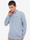 Linton Long Sleeve Linen Checked Blue Shirt