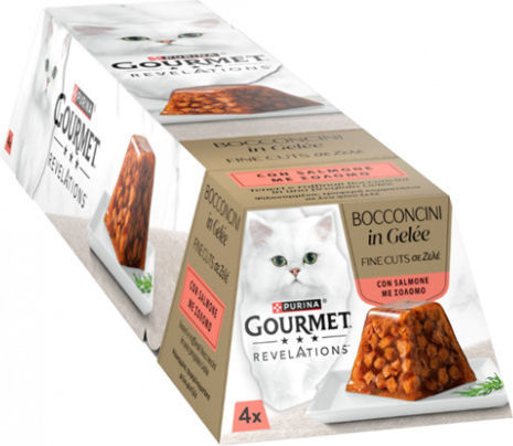 Gourmet Revelations Fine Cuts Jelly Wet Food for Cats in Cans with Salmon 4x57gr