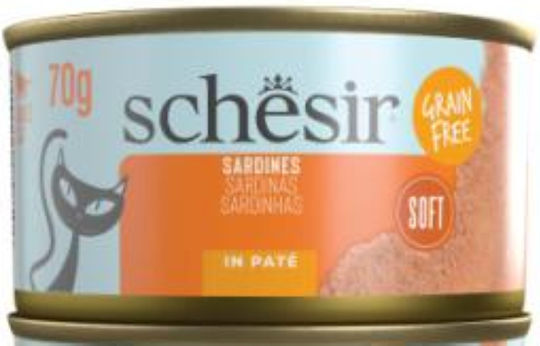 Schesir Wet Food for Adult Cats in Cans with Sardine 70gr
