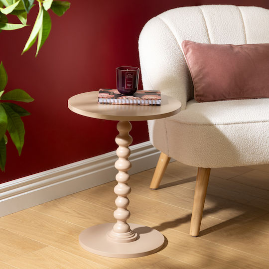 Round Side Wooden Coffee Table Beige W38xL50xH50cm