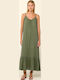 Vamp Women's Maxi Dress Beachwear Green Olive