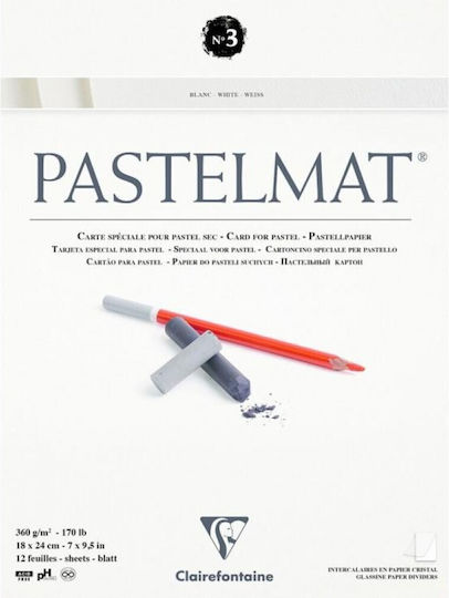 Clairefontaine Pastelmat Pad 12 Colored Sheets 360gsm 12 Sheets 24x30cm