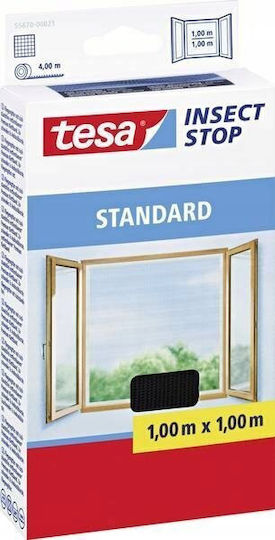 Tesa Window Mosquito Net with Velcro Fixed Fiberglass Gray 100x100cm