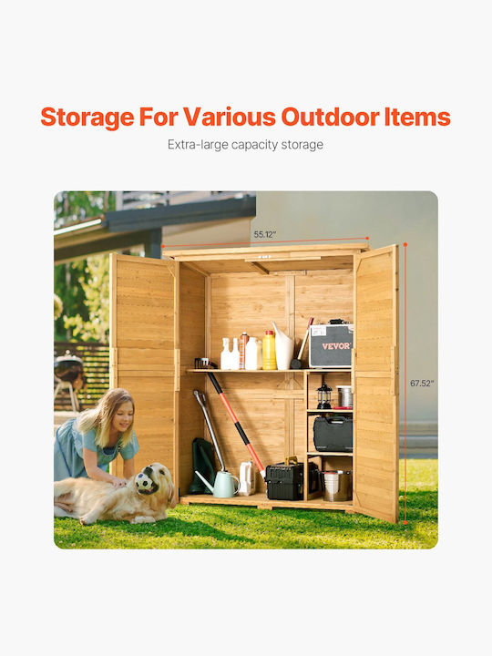 Vevor Outdoor Holzlagerhaus Wasserdichter Gartengeräte-Schuppen 55x67,5 Zoll