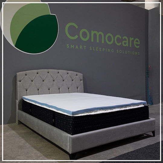 Como felt & wadding producers Mattress Topper Cool Gel Semi-Double Memory Foam with Removable Cover & Elastic Straps 110x190x4cm
