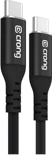 Crong Link Cablu USB 2.0 Braided USB-C Masculin - USB-C 100W PD Negru 2m