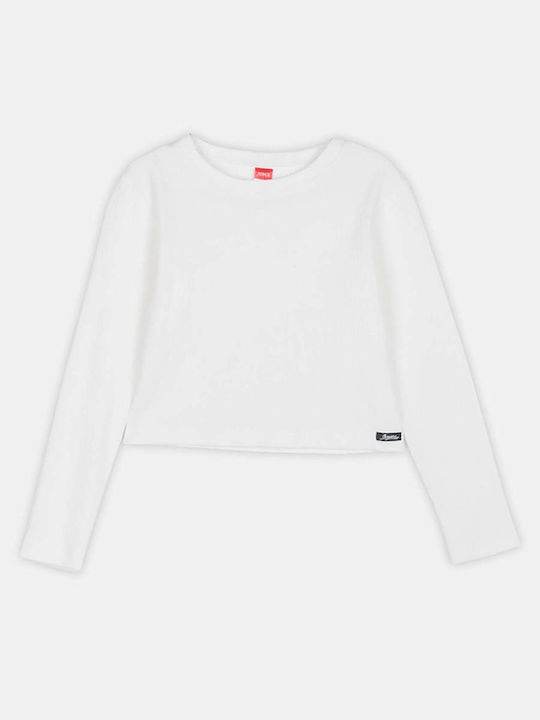 Joyce Παιδικό Crop Top Μακρυμάνικο Λευκό Ripjoyce