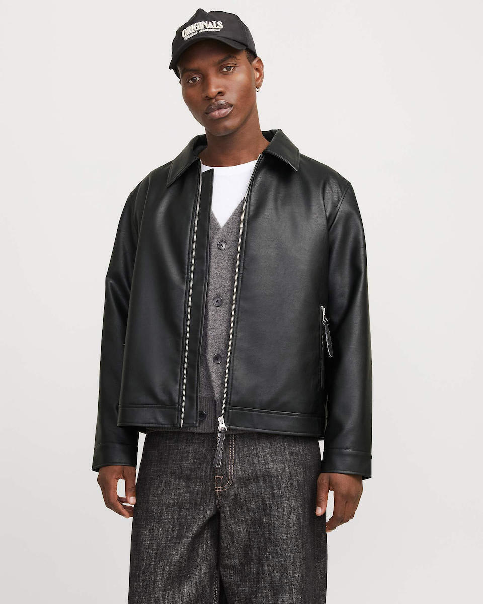 Jack & Jones Faux Leather Jacket Waterproof Black 12284364