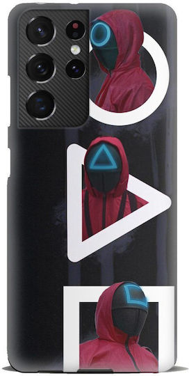 Силиконов калъф Squid Game 2 за Samsung Galaxy S21 Ultra Черно-червен