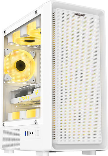 ProGaming VISION Gaming Midi Tower Computer Case with Side Window and RGB Lighting White