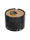 Ceramic Ashtray Marble Design Bamboo Lid Black 10x7cm