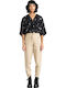 Damen Hoch tailliert Stoff Hose in Schlanker Passform Coffee.