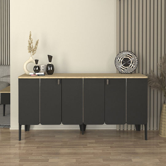 Μπουφές Pedro Ξύλινος Ανθρακί - Rota Oak 150x45x75cm
