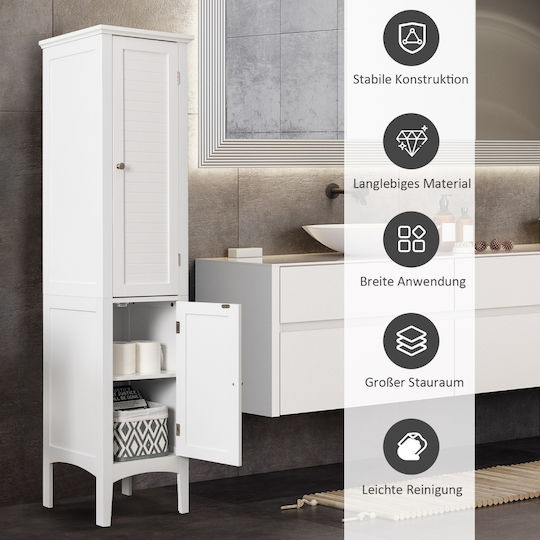 Costway JV11369WH Dulap Coloana Pentru Baie Pe Pardoseală 37x37x160cm Albă