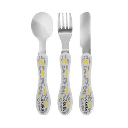 Akuku Σετ Βρεφικά Μαχαιροπίρουνα Stainless Steel Μπεζ 3τμχ