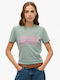Vintage Logo Rhinestone Tricou Damă Albastru