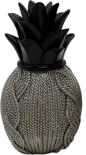 Dekorativer Ananas Polyresin Glänzend Schwarz-Silber 9x9x15cm