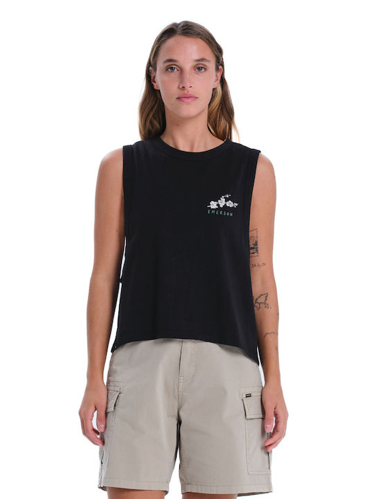 Women's Crop Top Cotton Sleeveless Black