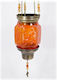 Hanging Sliding Vigil Oil Lamp Blown Glass Handmade Amber Size 20 X 11 cm