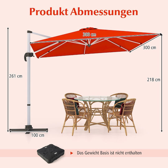 Aluminium Garten- und Terrassen-Sonnenschirm mit Luftauslass Rosa Aluminium Garten- und Terrassen-Sonnenschirm mit Luftauslass Rosa