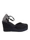 Women's Suede Platform Espadrilles Total Black