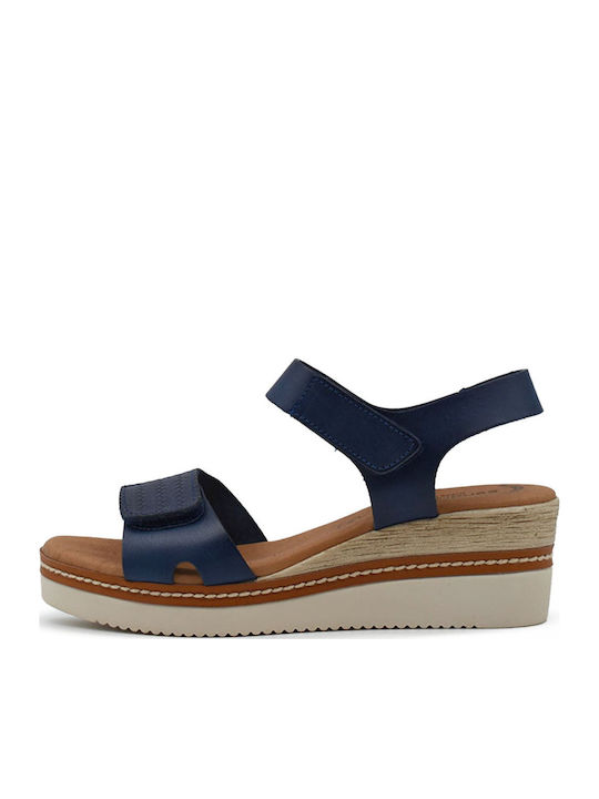Women's Leather Platform Shoes Blue
