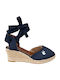 Women's Synthetic Leather Platform Espadrilles Blue