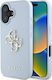 Guess Grained Big 4g Logo Small Classic Logo Case Iphone 16 Blue
