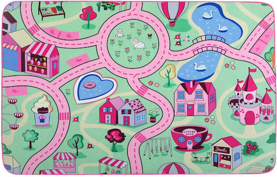 Kinder Teppich Straße Rosa 150x100cm