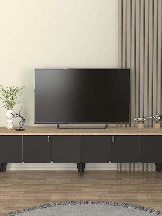 TV-Ständer Pedro Anthrazit - Rota Eiche M180xT35xH50.7cm