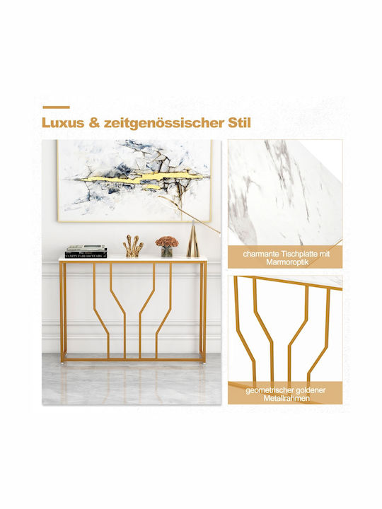 Console Table Wood & Metal Gold + White L110xW30xH80cm
