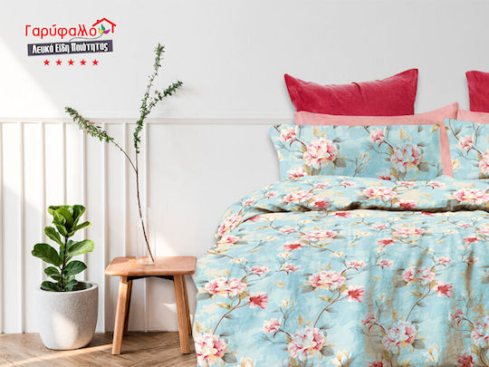 Bettwäsche-Set Überdoppel 235x255cm. Floral Print 4Stück