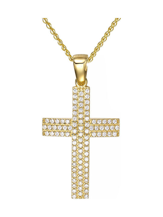 Papoulidis Jewellery Women's Gold Cross 14K Double Sided