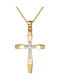 Papoulidis Jewellery Γυναικείος Χρυσός Σταυρός 14Κ Διπλής Όψης χωρίς Αλυσίδα