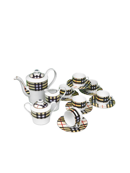 Karvounis Tea Set with Cup Porcelain White 15pcs