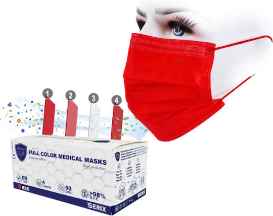 Serix Schutzmaske Chirurgische Rot 50Stück