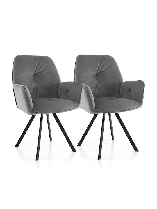 Dining Room Metallic Armchair Gray 2pcs