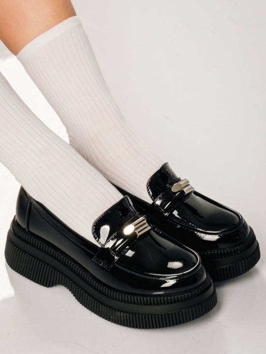 Λουστρίνι Γυναικεία Loafers σε Μαύρο Χρώμα
