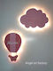 Kids Wooden Wall Lights Hot Air Balloon-Cloud