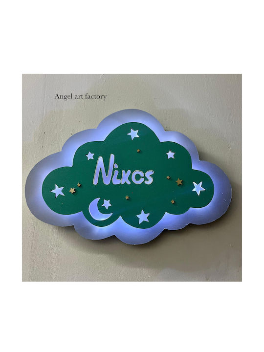 Children's Wooden Wall Light "Double Cloud" Name
