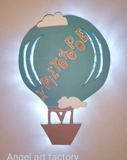 Wooden Children's Wall Light Hot Air Balloon Name