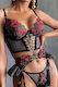 Set 3 Pieces Sexy Intimate Erotic Lingerie Made Thick Solid Lace Flowers Push-up Bra S