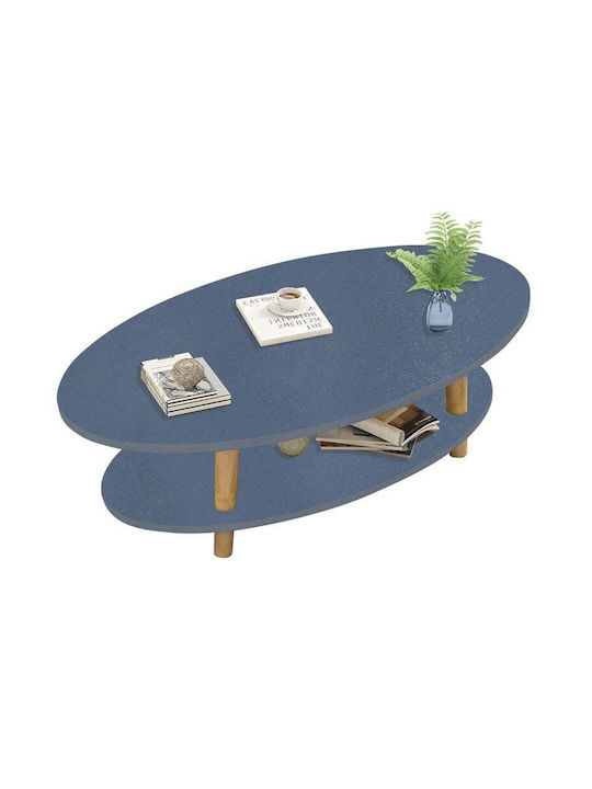 Oval Central Coffee Table Fine Wooden Gray Natu...